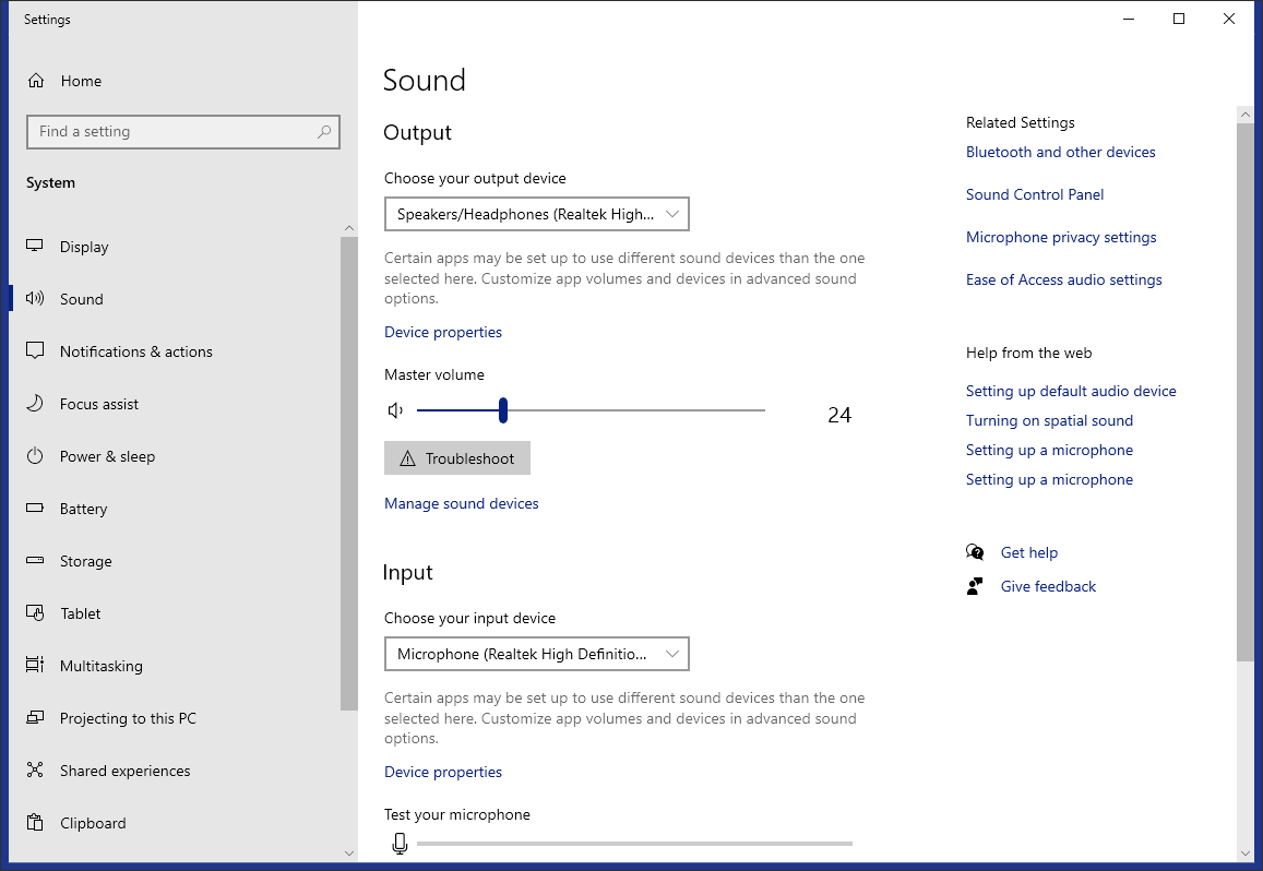 Sound output and input settings for Haide AI Call Assistant.