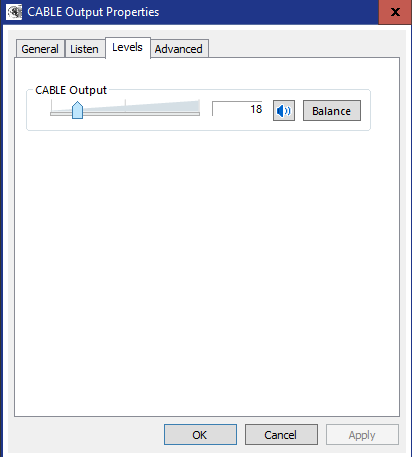Recommended VB-CABLE Output levels.